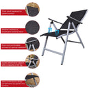 Set of 2 Outdoor Garden Patio Multi Position Reclining Folding Chair in Black and Silver