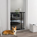 PawHut 74-87cm Adjustable Metal Pet Gate Safety Barrier w/ Auto-Close Door Black