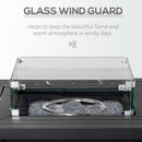 Outsunny Square Propane Gas Fire Pit Table, 50000 BTU Rattan Smokeless Firepit Patio Heater with Glass Screen, Glass Beads and Lid, 82cm x 82cm x 66cm, Black