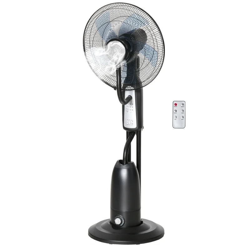 HOMCOM Pedestal Standing Fan with Water Mist Spray 120cm - Black