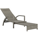 Outsunny PE Rattan Sun Lounger with 4-Level Adjustable Backrest