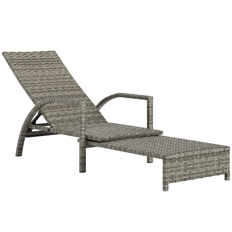 Outsunny PE Rattan Sun Lounger with 4-Level Adjustable Backrest