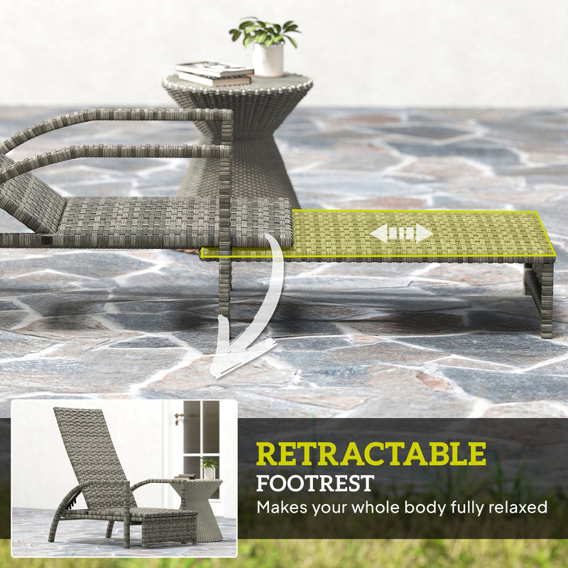 Outsunny PE Rattan Sun Lounger with 4-Level Adjustable Backrest