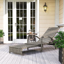 Outsunny PE Rattan Sun Lounger with 4-Level Adjustable Backrest