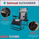 Luxury Padded Multi Position Zero Gravity Garden Relaxer Chair Lounger In Grey & Black