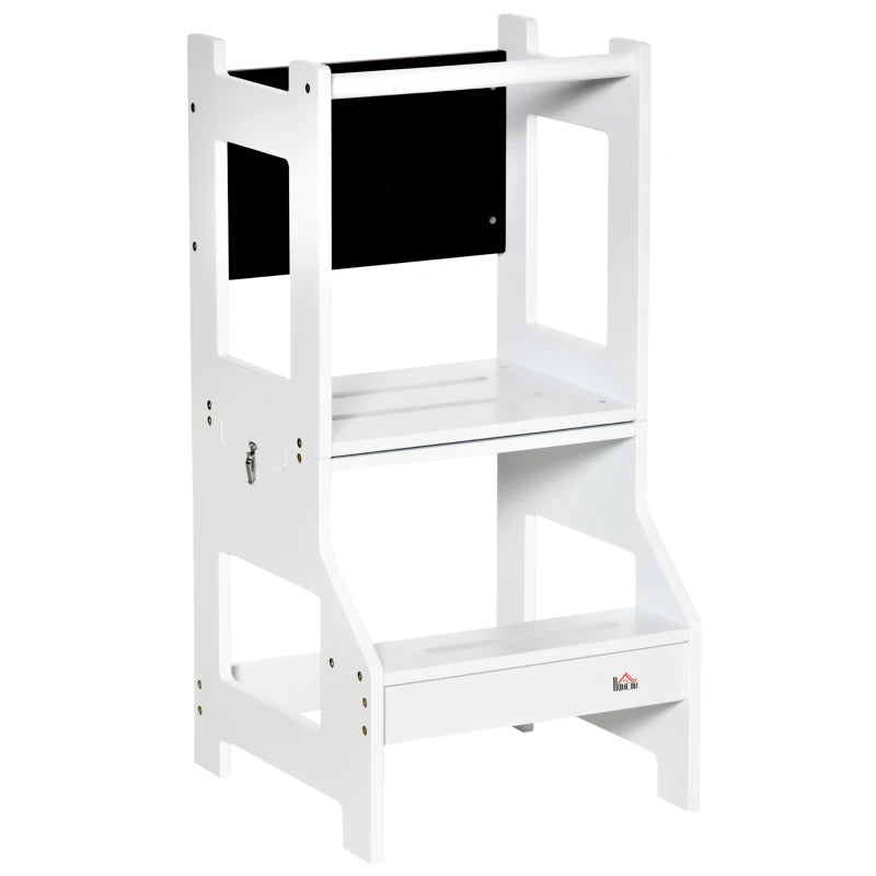 HOMCOM 2 in 1 Kids Kitchen Step Stool -  White