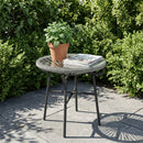 Outsunny Rattan Side Table W/ Tempered Glass Tabletop, Light Grey