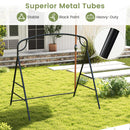 Patio Metal Swing Stand with Double Side Bars and 2-Ring Design-Black