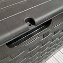 335 Litre Black Rattan Effect Garden Storage Box With Sit On Lid