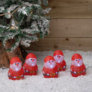 14cm Set Of 5 Battery Operated Light Up Christmas Santa Ornaments With 40 Cool White LEDs