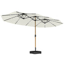 Outsunny Double Sided Garden Parasol With 48 Solar LED Lights 4.6m Cream White