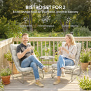 Outsunny Garden Bistro Set, Bistro Table And Chairs W/ Cushions, Light Grey