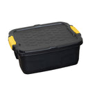 24L Heavy Duty Lockable & Stackable Storage Tub Chest with Clips in Black