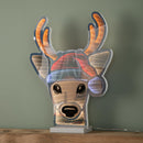 40cm Light Up Christmas Deer Head In Santa Hat Infinity Decoration With LEDs