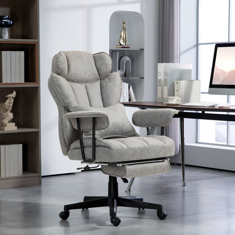 HOMCOM Massage Office Chair, Heated Reclining Desk Chair - Black/Grey