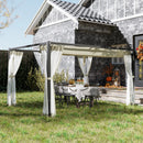Outsunny Pergola with Retractable Roof and Netting - Khaki