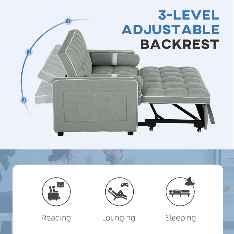 HOMCOM 2 Seater Pull Out Sofa Bed with Adjustable Backrest