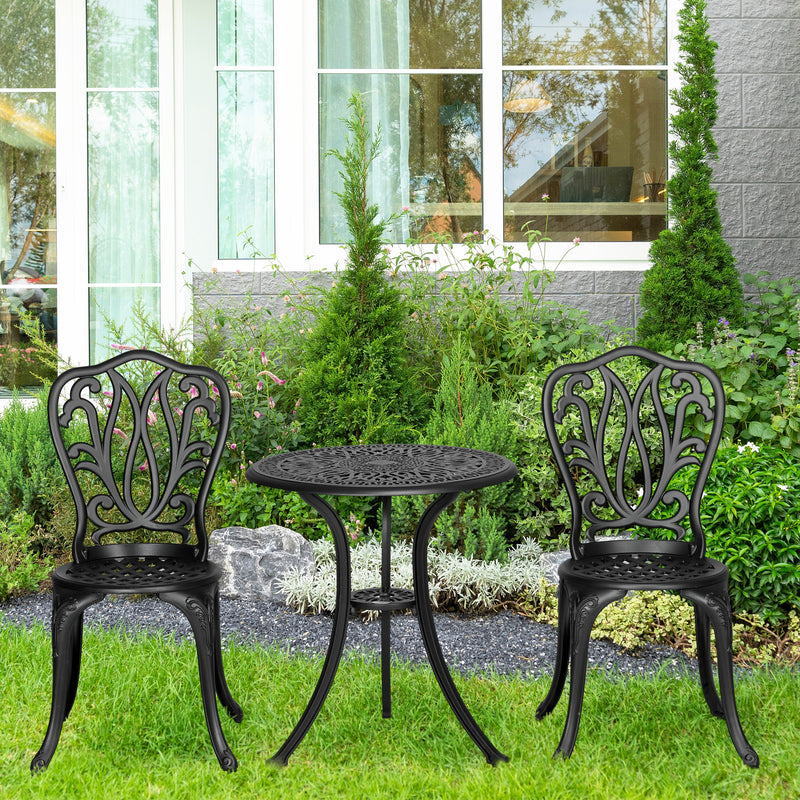 Outsunny 3 Piece Patio Bistro Set Outdoor Table Set With Umbrella Hole White