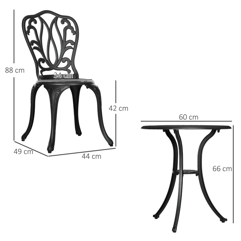 Outsunny 3 Piece Patio Bistro Set Outdoor Table Set With Umbrella Hole White