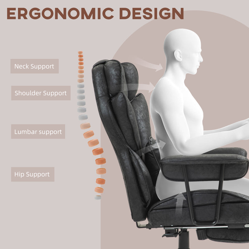 HOMCOM Massage Office Chair, Heated Reclining Desk Chair - Black/Grey