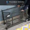 PawHut 69.5x94cm Metal Dog Cage Kennel w/ Locking Door & Wheels Medium Pets