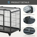 PawHut 69.5x94cm Metal Dog Cage Kennel w/ Locking Door & Wheels Medium Pets