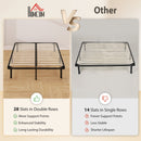 HOMCOM 4ft6 Double Bed Frame, Metal Platform Bed Frame with 28 Wood Slats
