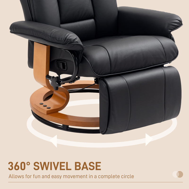 HOMCOM PU Leather Reclining Armchair with Footrest for Living Room