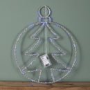 49cm Battery Powered Light up Christmas Silver Tree Ball with Twinkling Blue LEDs