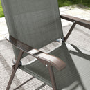 Outsunny Folding Chairs Set W/ Armrest, Breathable Mesh Fabric Seat - Grey/Brown