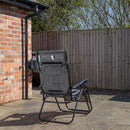 Multi Position Garden Gravity Relaxer Chair Sun Lounger with Sun Canopy in Grey