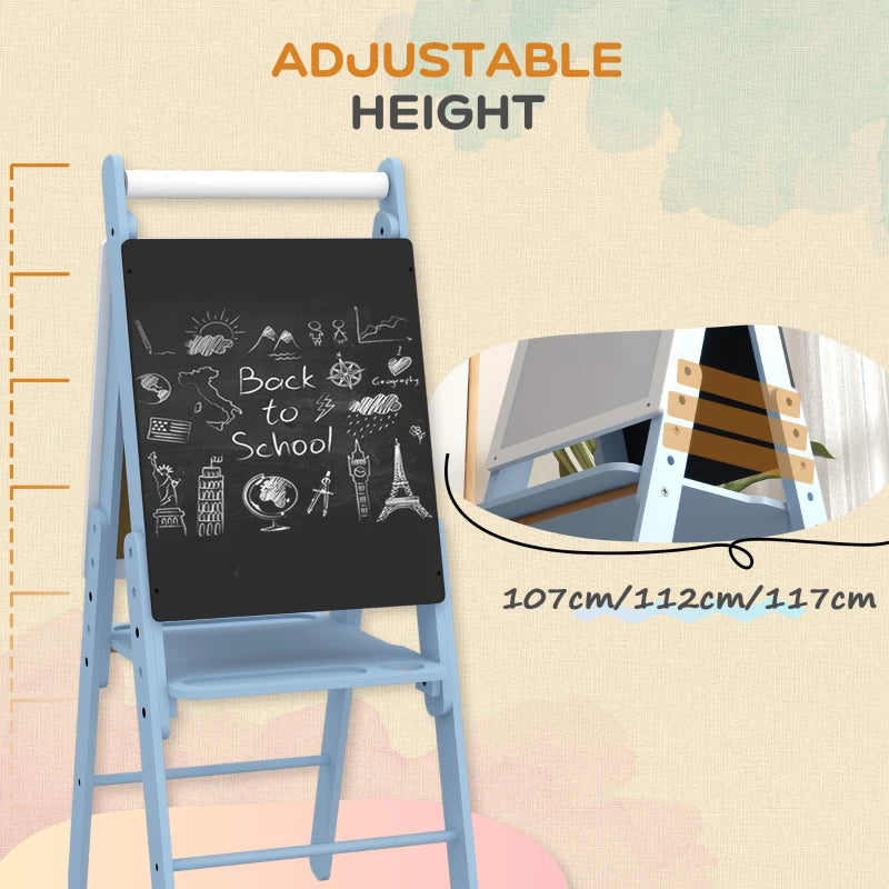 AIYAPLAY Easel with Paper Roll, Whiteboard & Blackboard