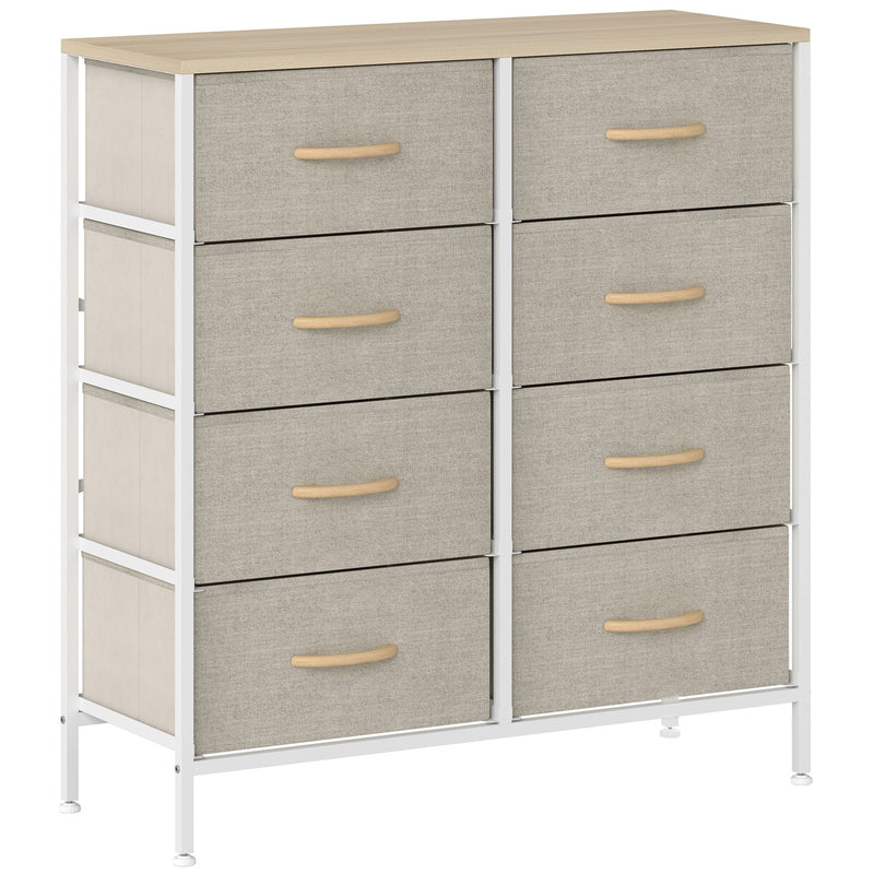 HOMCOM 8 Drawer Fabric Chest of Drawers w/ Wooden Top for Hallway