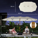 Outsunny Double Sided Garden Parasol With 48 Solar LED Lights 4.6m Cream White