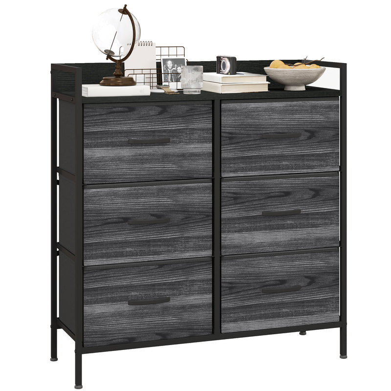 HOMCOM Bedroom Chest of Drawers 6 Drawer Dresser w/ Shelf