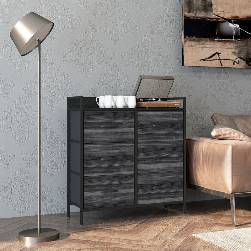 HOMCOM Bedroom Chest of Drawers 6 Drawer Dresser w/ Shelf