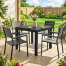 Outsunny Aluminium Extending Garden Table With Faux Wood Slatted Top, Black