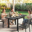 Outsunny Aluminium Extending Garden Table With Faux Wood Slatted Top, Black