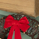 50cm Battery Operated Light up Christmas Wreath with Red Bow & 40 Warm White LEDs