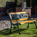Kids 2 Seater Wooden & Cast Iron Garden Patio Childrens Bench with Animal Design