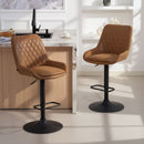 HOMCOM Bar Stools Set Of 2, Adjustable Bar Chairs 360 Degree Swivel Orange