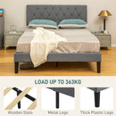 HOMCOM Bed Frame with 5-Level Adjustable Linen Headboard