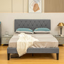 HOMCOM Bed Frame with 5-Level Adjustable Linen Headboard