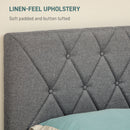 HOMCOM Bed Frame with 5-Level Adjustable Linen Headboard