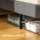 HOMCOM Bed Frame with 5-Level Adjustable Linen Headboard