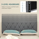 HOMCOM Bed Frame with 5-Level Adjustable Linen Headboard