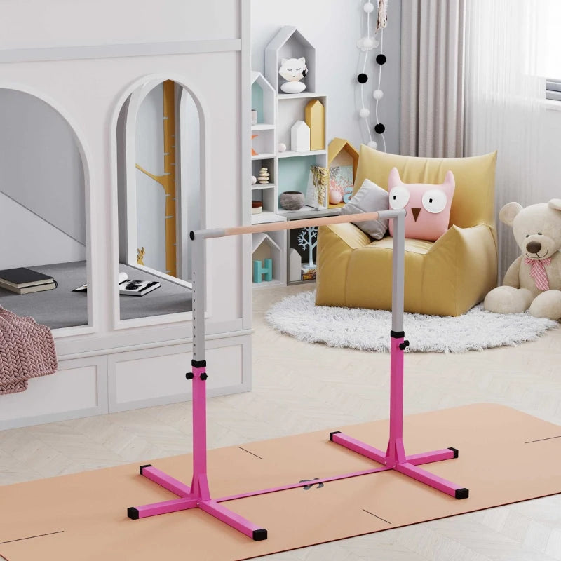 HOMCOM Childs  Gymnastics Horizontal Bar- Pink