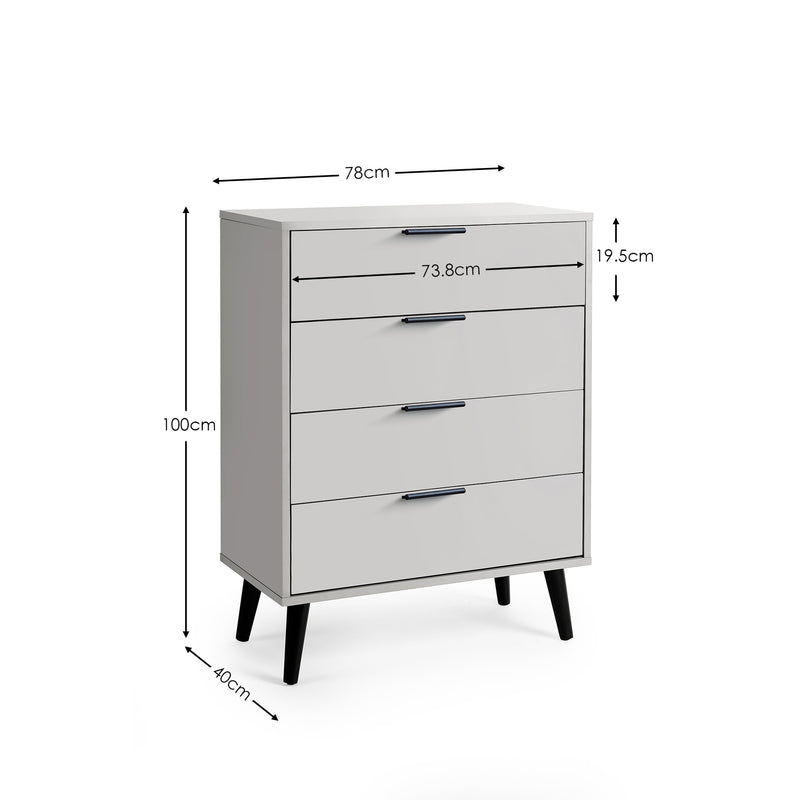 Alba 4 Drawer Wide Chest - Silk Grey