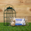 Samuel Alexander Metal Hanging Bird Fat Ball Feeder with Squirrel Guard & Pack of 6 Suet Fat Balls
