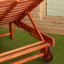 1.9m X 0.6m Outdoor Wooden Adjustable Foldable Sunlounger With Wheels